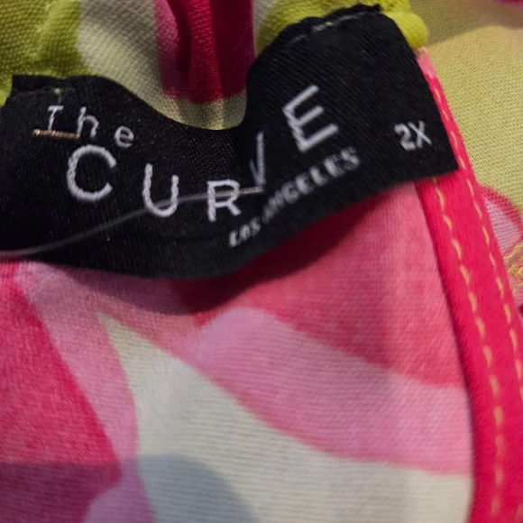 The Curve Plus 2X Lime Green Pink Floral Halter Jumpsuit - Picture 3 of 4